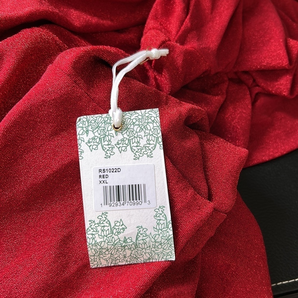 Tuckernuck Hyacinth House Angelina Gown Red Shimmer V Neck Dress Sz XXL NEW - Picture 13 of 14